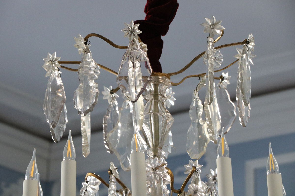 Lustre En Cristal Et En Bronze Doré à Dix Bras De Lumière-photo-1