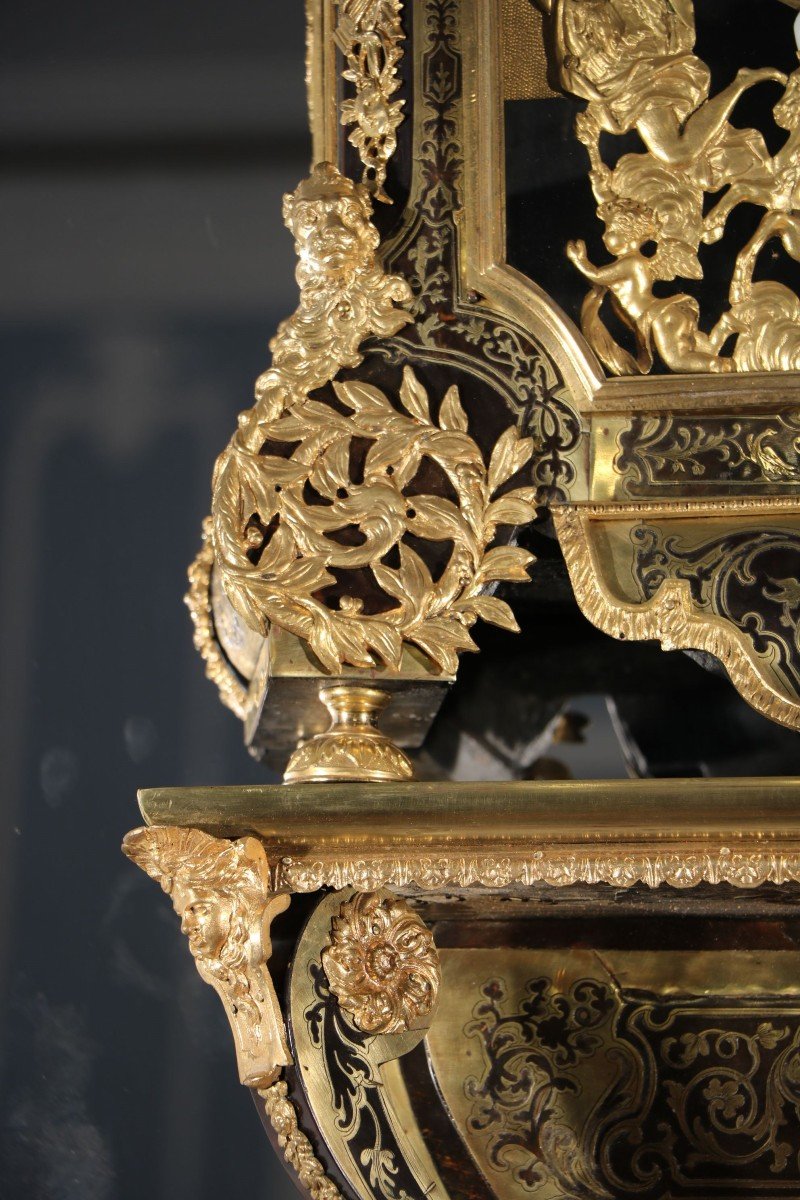 Large Cartel And Its Boulle Marquetry Console In Tortoiseshell And Brass-photo-6