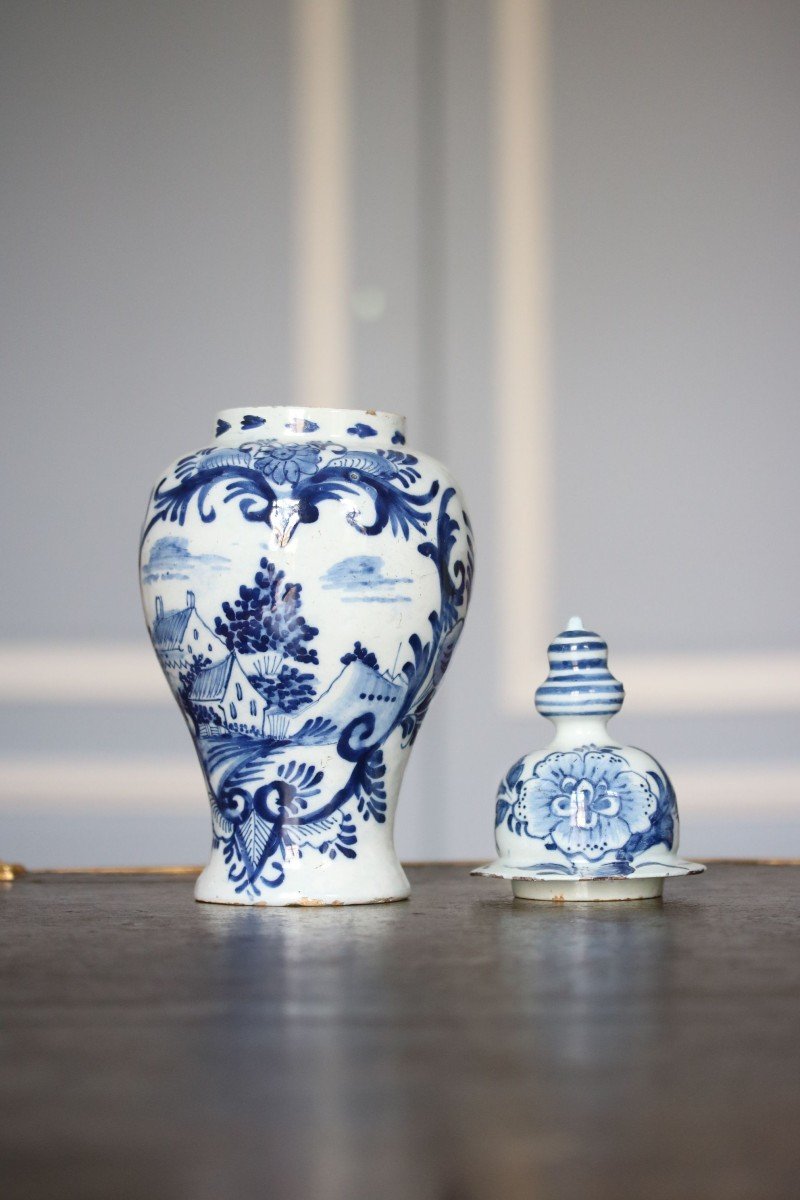 Pair Of Delft Earthenware Vases-photo-3