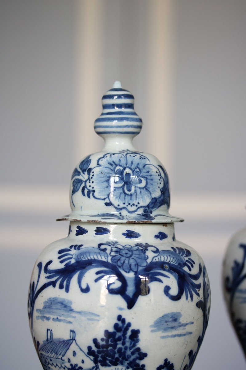 Pair Of Delft Earthenware Vases-photo-4