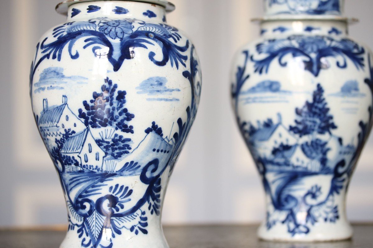 Pair Of Delft Earthenware Vases-photo-1