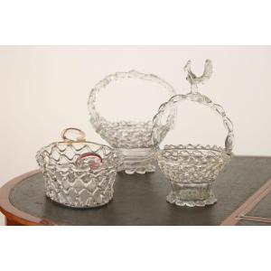 Set Of Three Glass Baskets