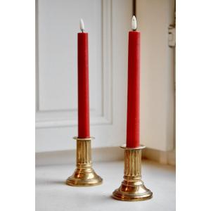 Pair Of Small Table Candlesticks In Gilt Bronze