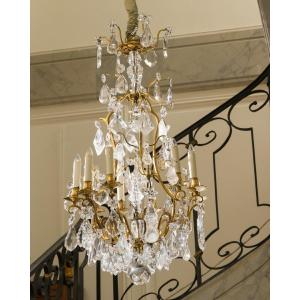 Louis XV Cage Chandelier With Nine Arms Of Light In Gilt Bronze 