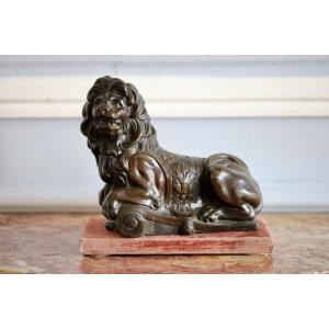 Lion Lying In Patinated Bronze