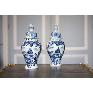 Pair Of Delft Earthenware Vases