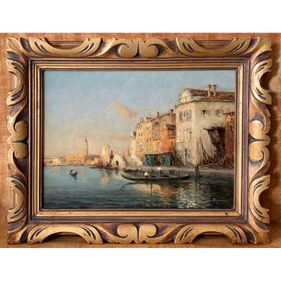 Grand Canal de Venise, huile sur toile signée Antoine Bouvard (1870-1956))