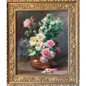 Tableau De Fleurs De Bret-charbonnier Claudia Julia 1863-1951