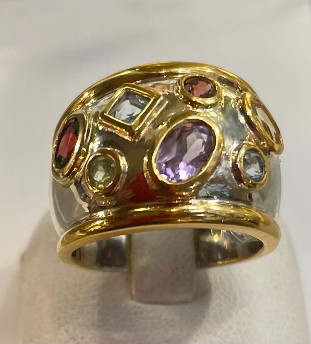 Bague Argent Vermeil Pierres Fines -photo-3