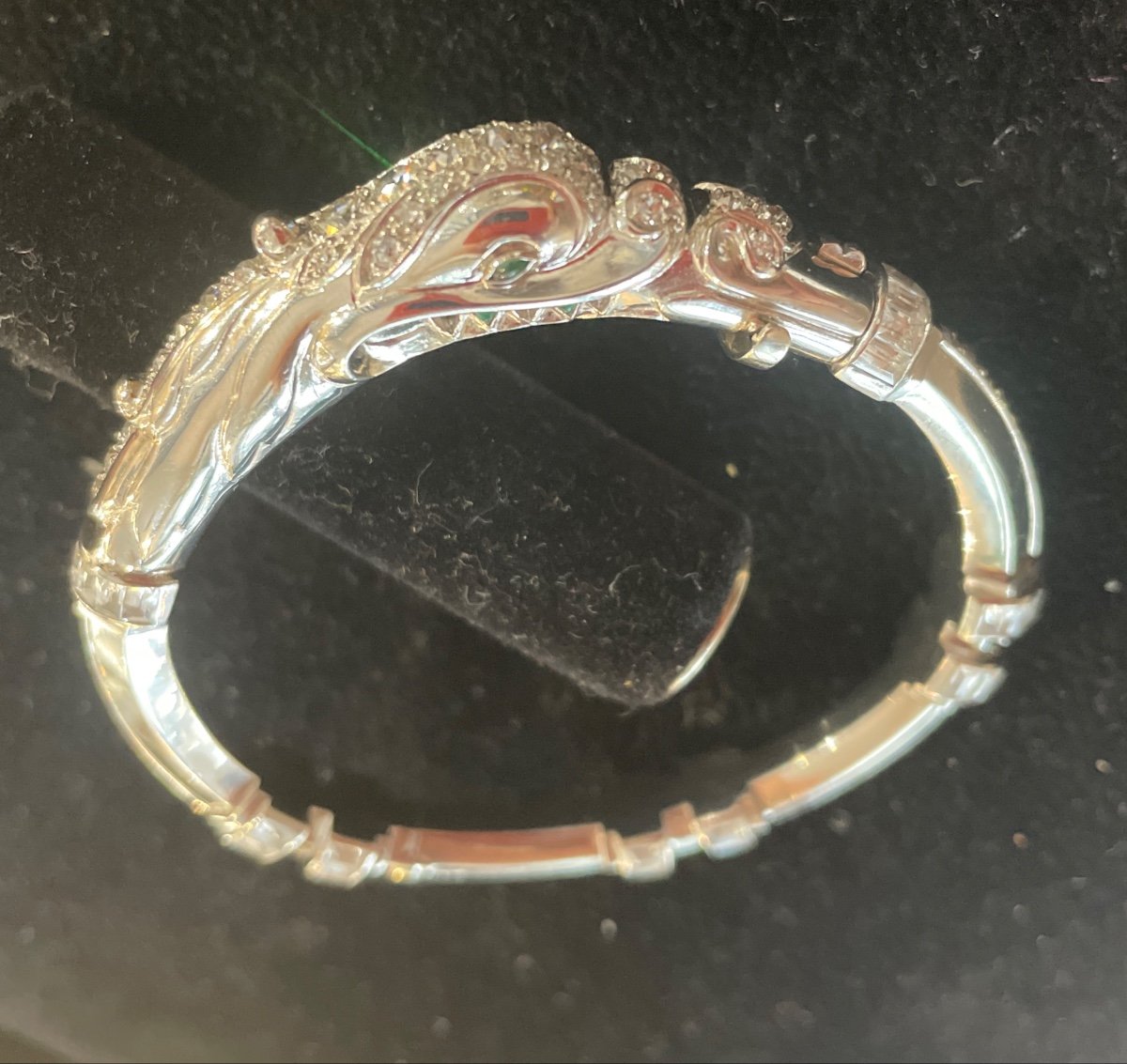 Bracelet Or Et Platine , 59 grammes, Diamants Et pierres de Synthèse.-photo-5