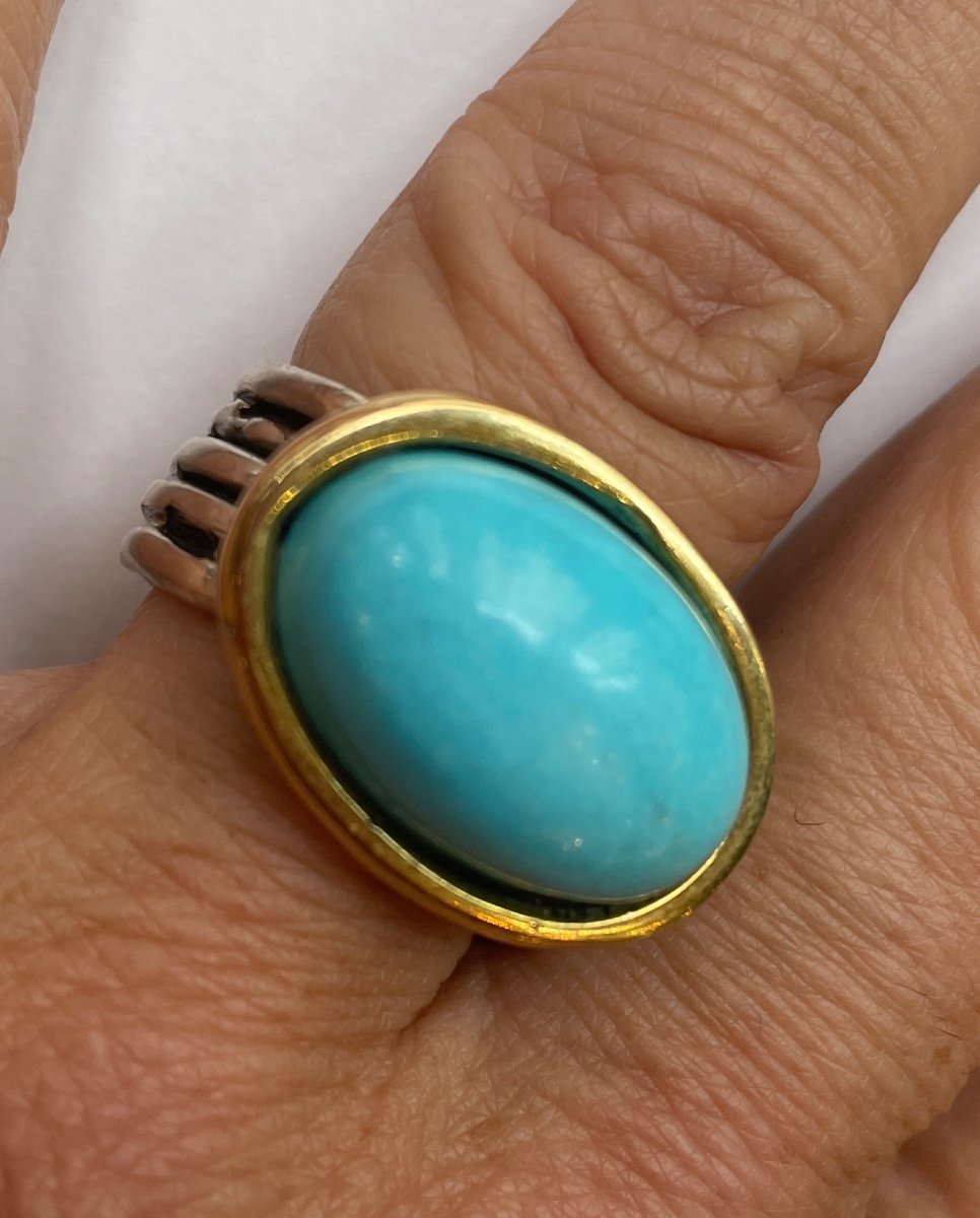 Bague Argent Vermeil Turquoise Naturelle-photo-3