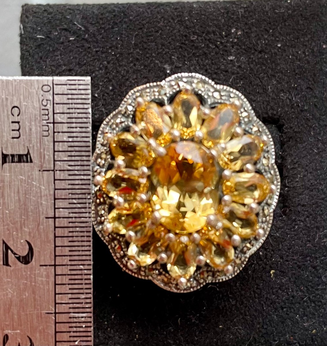 Citrine Marcasite Silver Ring-photo-3