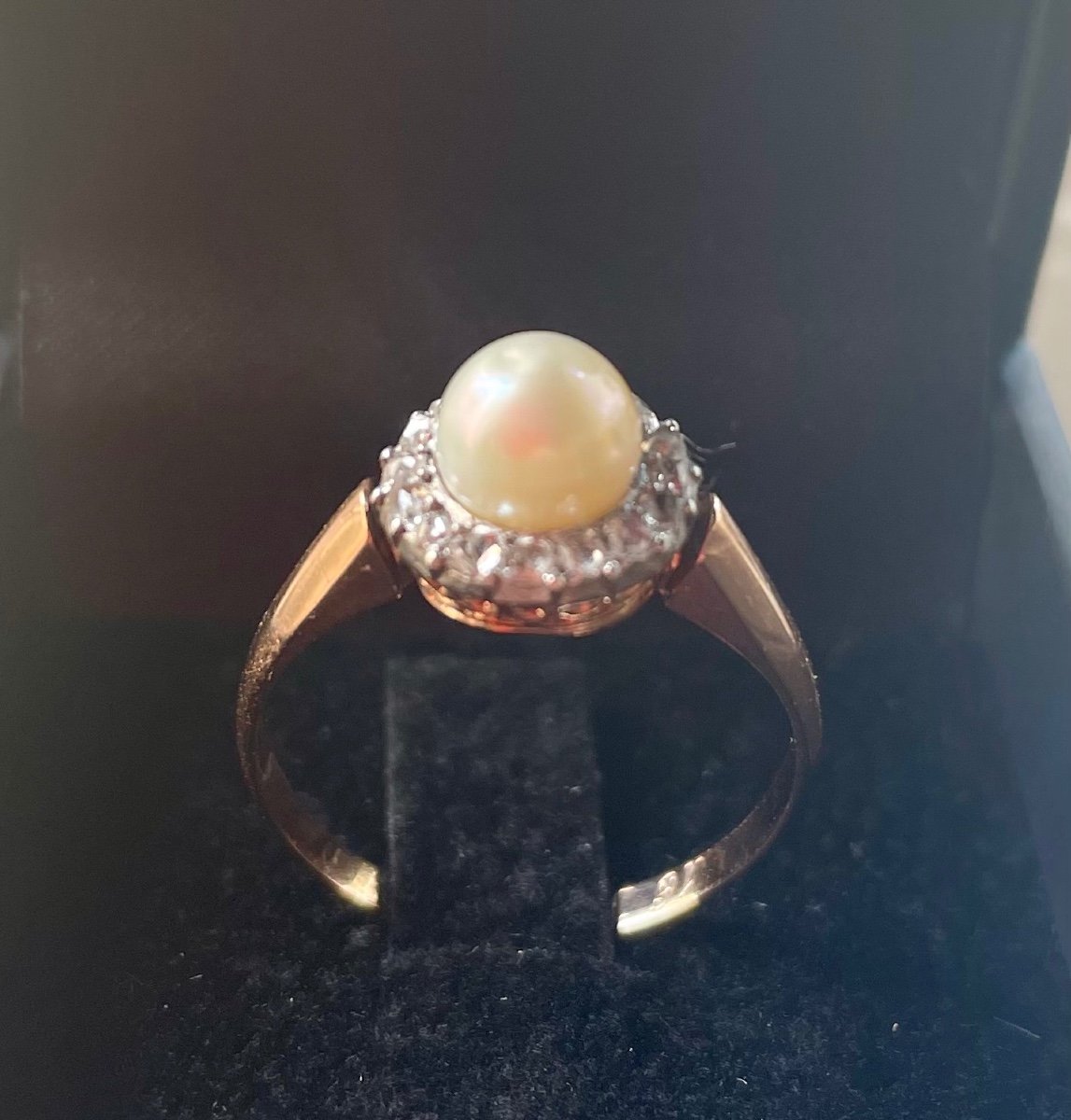 Cultured Pearl Gold Ring Diamond Entourage -photo-2