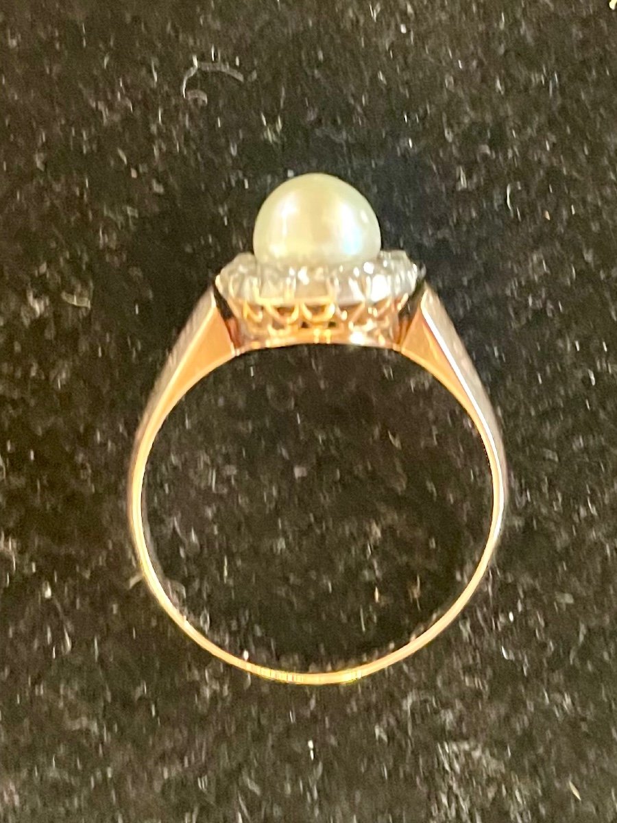 Cultured Pearl Gold Ring Diamond Entourage -photo-4