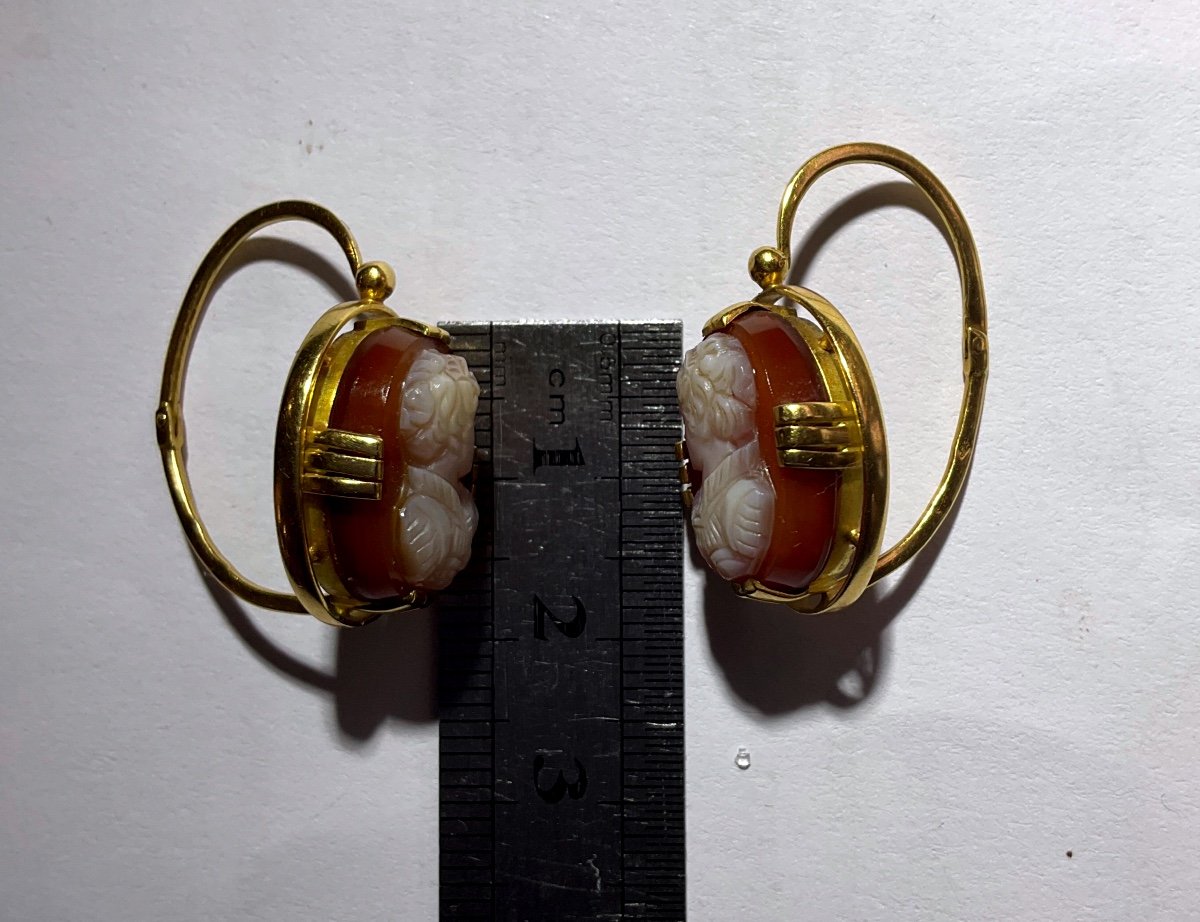 Boucles d’oreilles or camees agate -photo-3