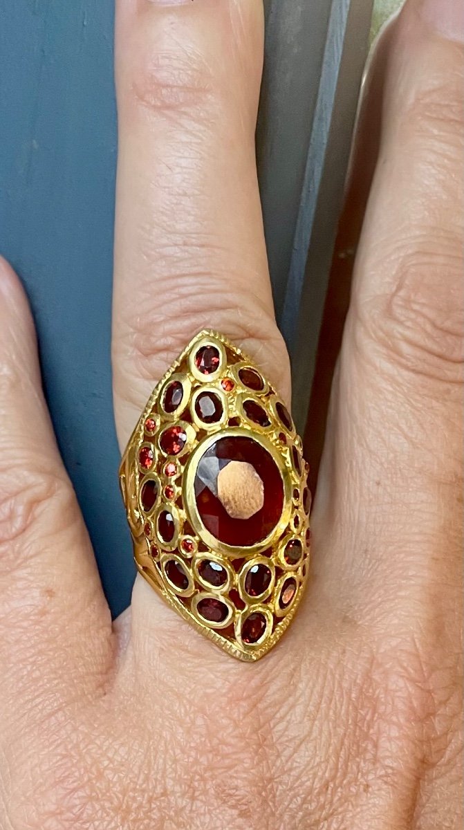 Bague Vermeil sertie de grenats hessonite