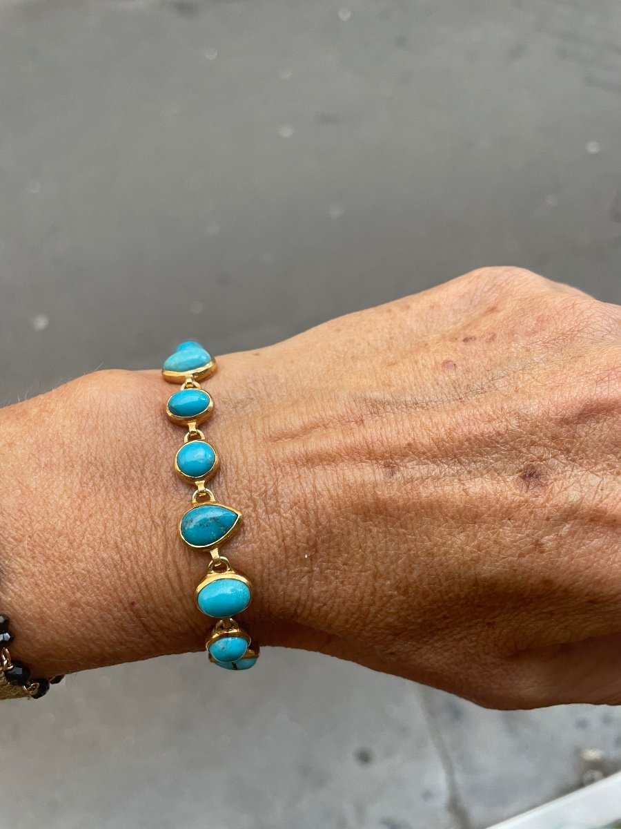 Bracelet Turquoises Naturelles Et Vermeil-photo-4