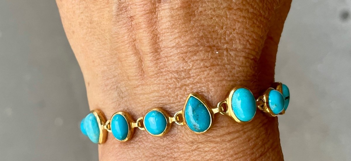 Bracelet Turquoises Naturelles Et Vermeil-photo-3