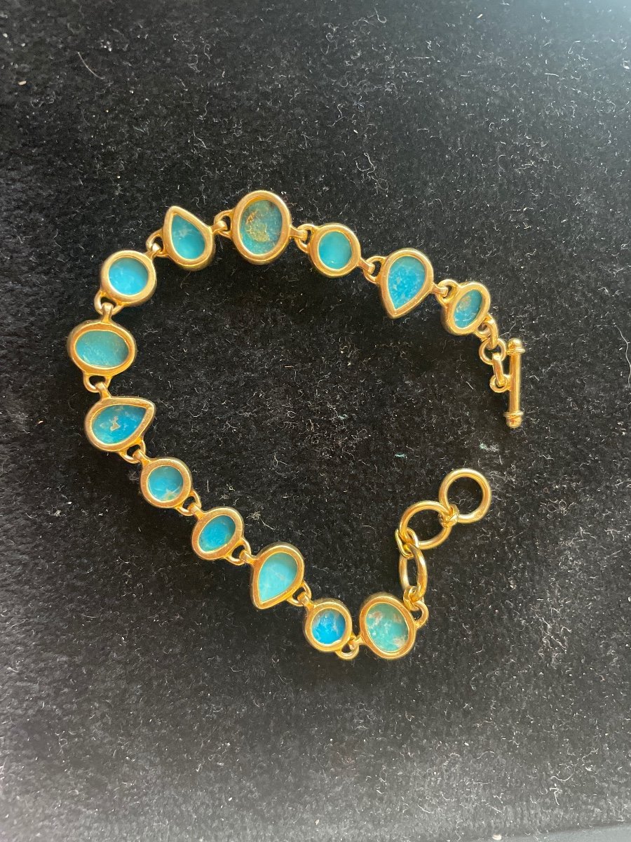 Bracelet Turquoises Naturelles Et Vermeil-photo-8