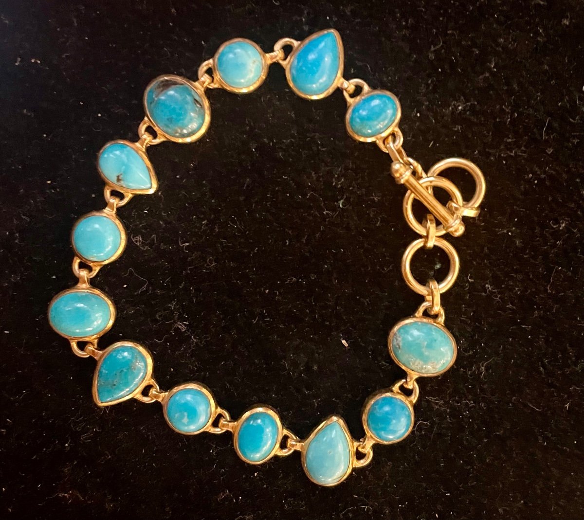 Bracelet Turquoises Naturelles Et Vermeil