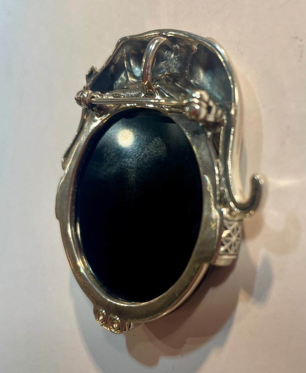 Broche Argent Onyx Marcassites-photo-4