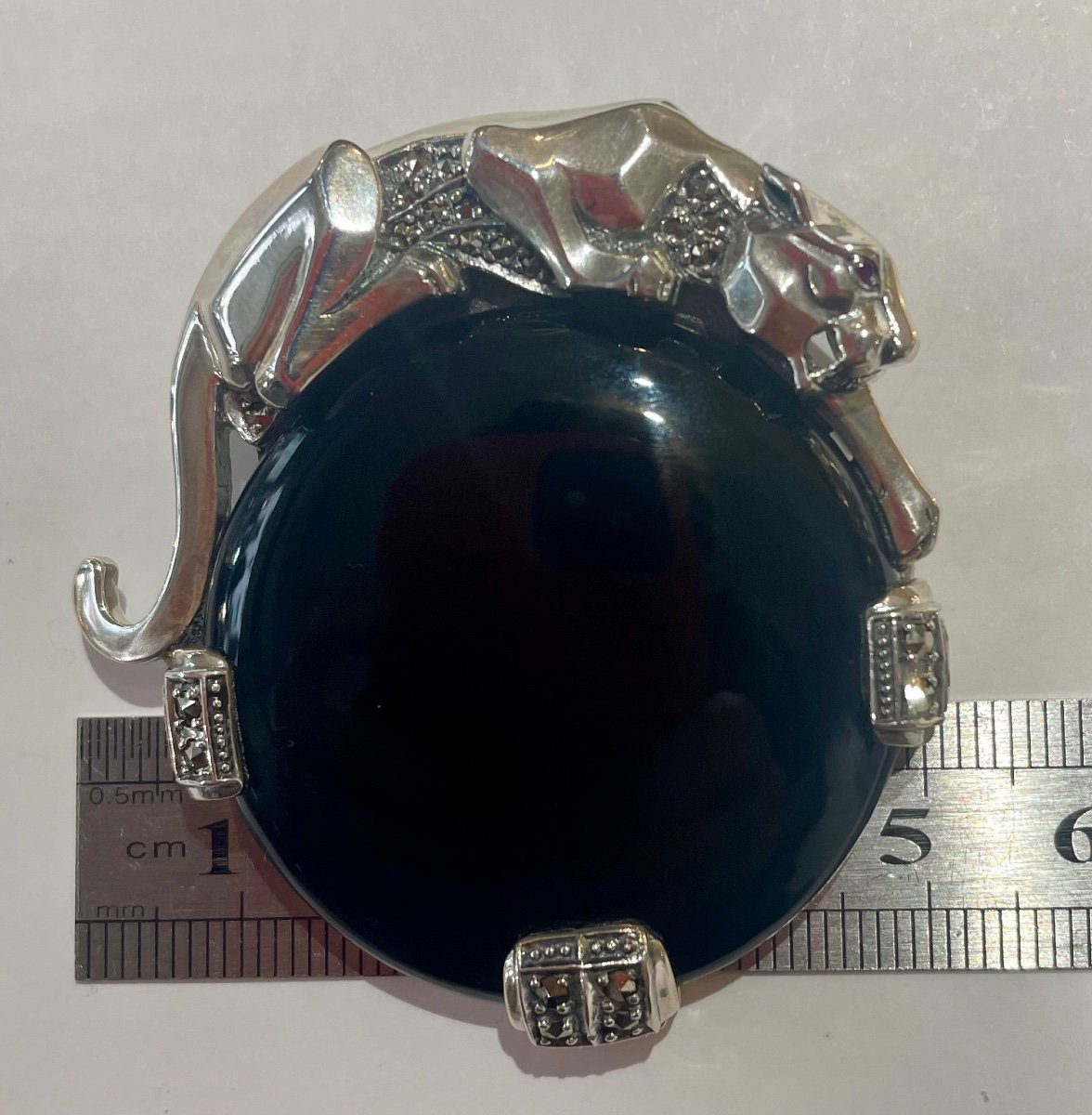 Broche Argent Onyx Marcassites-photo-1