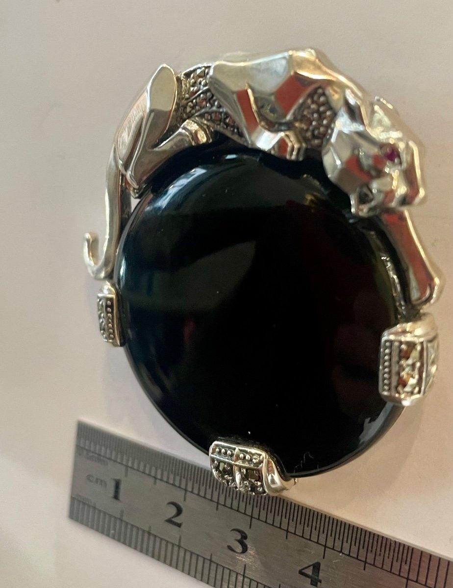 Broche Argent Onyx Marcassites-photo-2