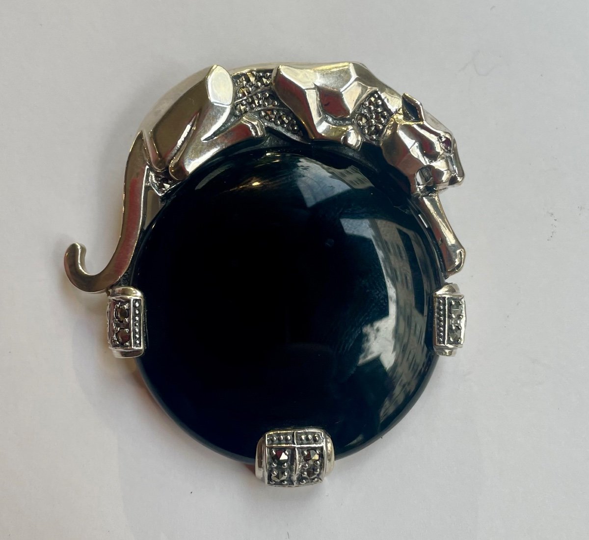 Broche Argent Onyx Marcassites-photo-3