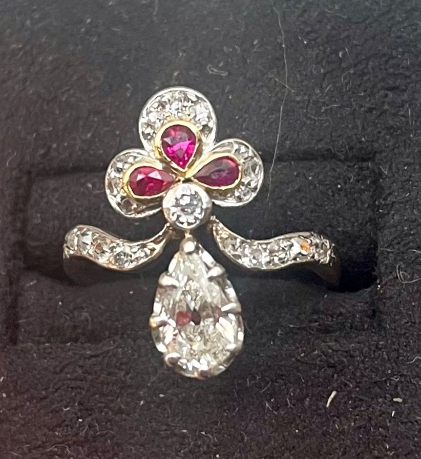 Bague Duchesse Or Jaune Or Blanc Diamants Rubis-photo-4