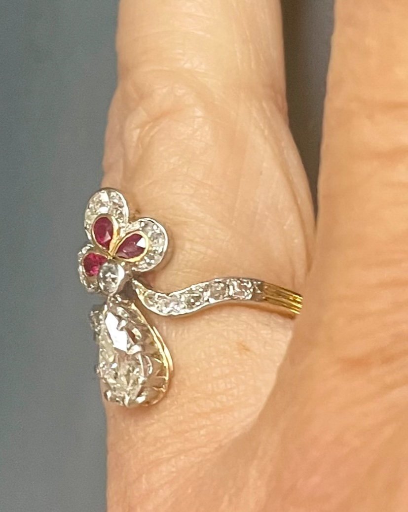 Bague Duchesse Or Jaune Or Blanc Diamants Rubis-photo-3