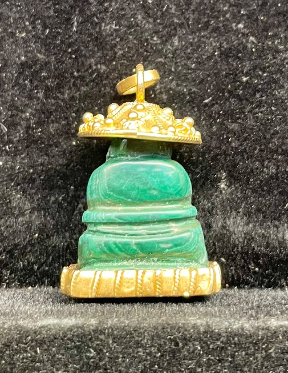 Gold Buddha Pendant (green Malachite Hard Stone?)-photo-2