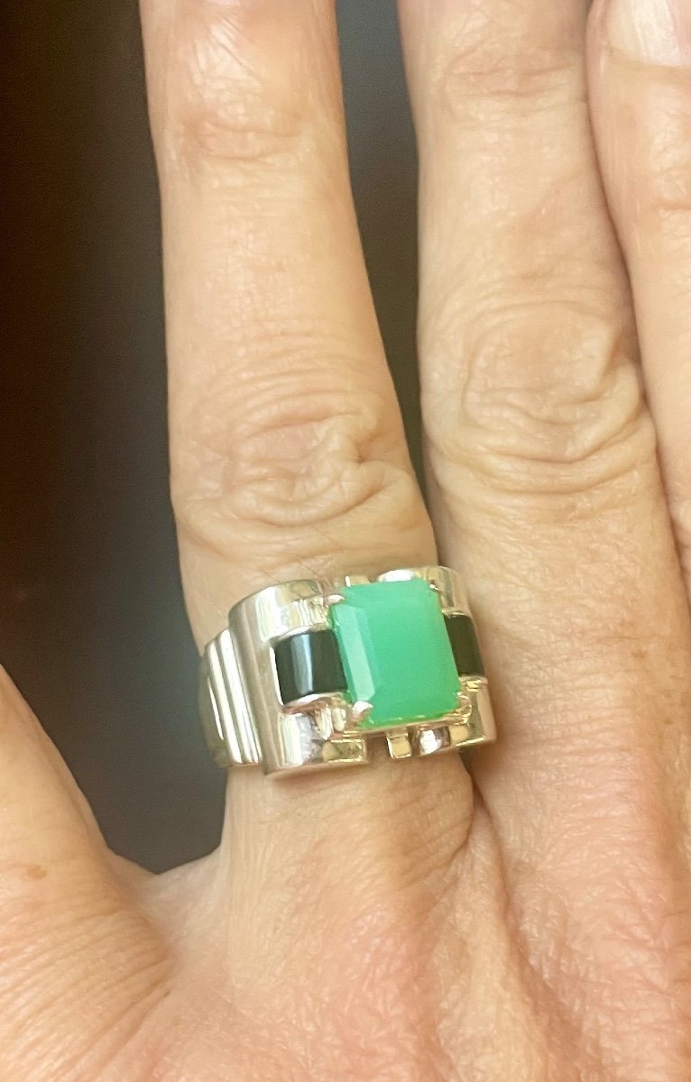 Bague Argent Agathe Verte Onyx