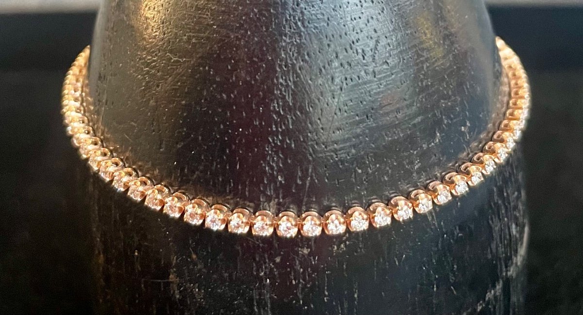 Tennis Bracelet Rose Gold Diamonds 1.60ct -photo-4