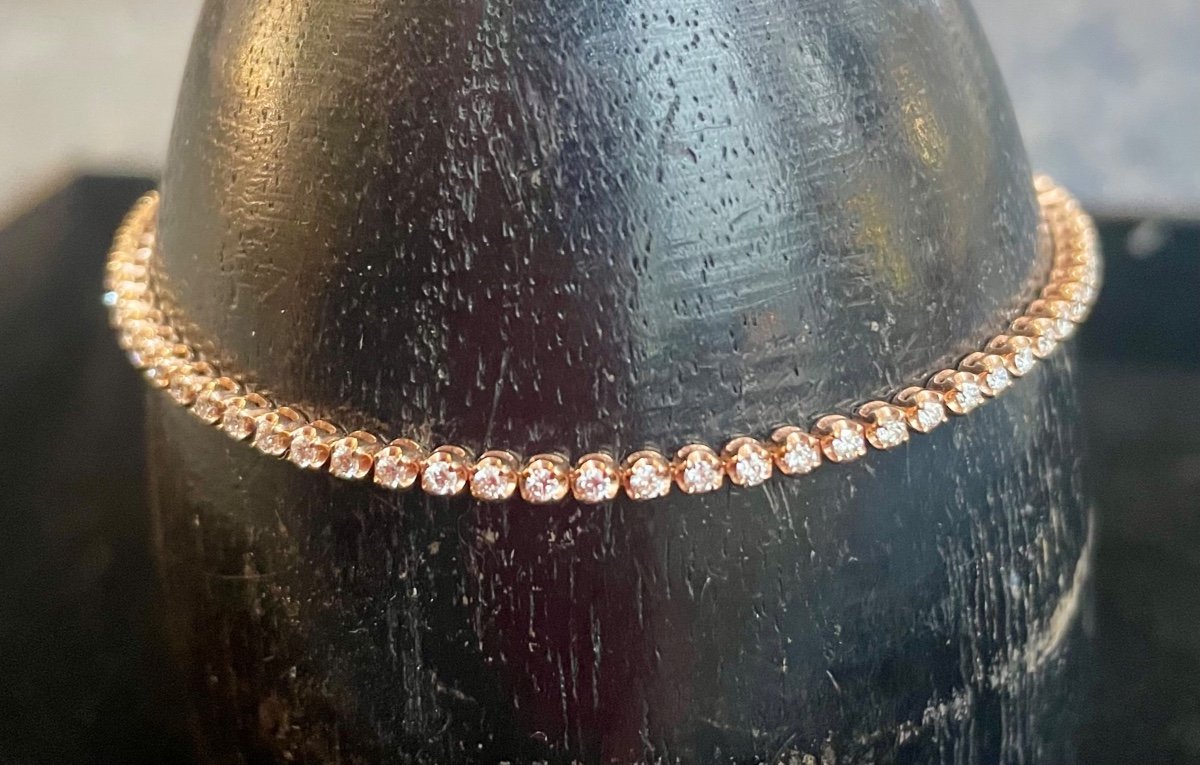 Tennis Bracelet Rose Gold Diamonds 1.60ct -photo-5