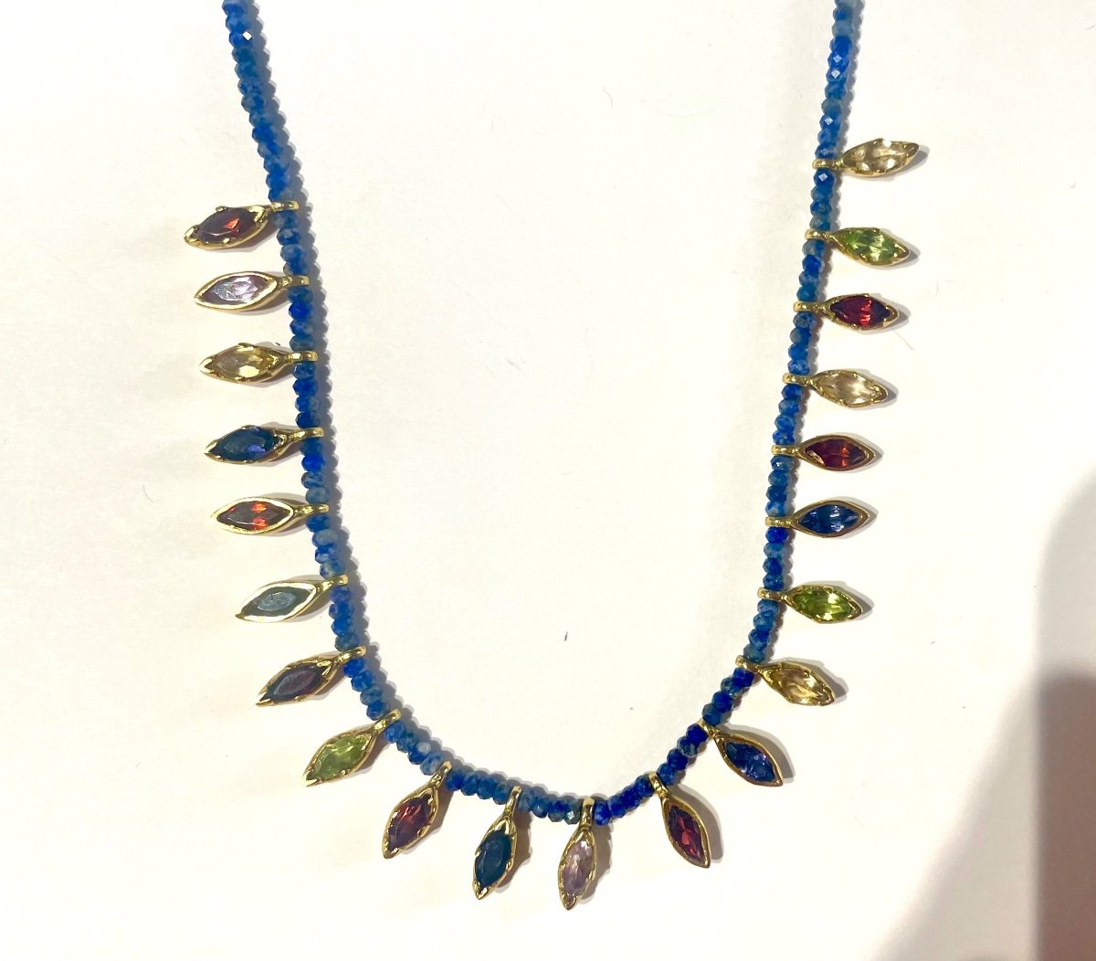 Collier Lapis Lazuli Vermeil Pierres Semi Precieuses-photo-2