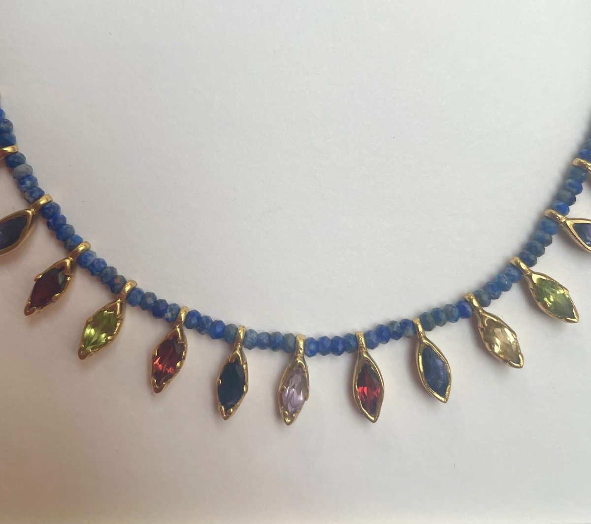 Collier Lapis Lazuli Vermeil Pierres Semi Precieuses-photo-4