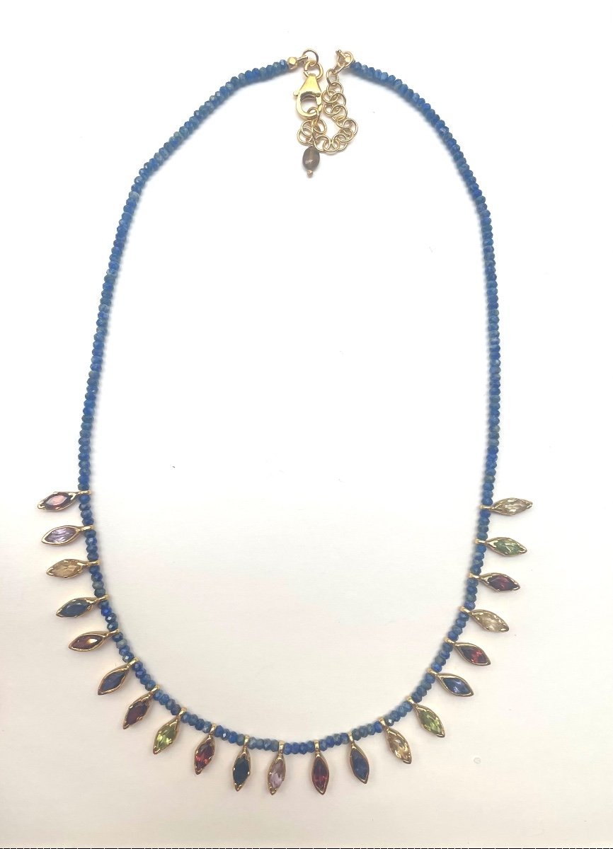 Collier Lapis Lazuli Vermeil Pierres Semi Precieuses-photo-2