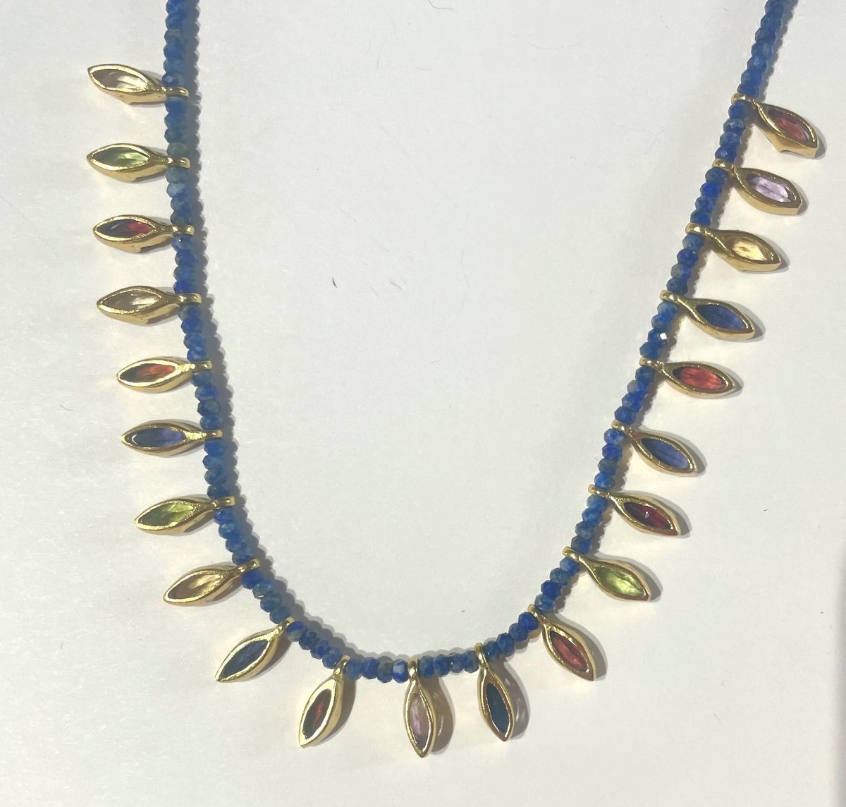 Collier Lapis Lazuli Vermeil Pierres Semi Precieuses-photo-5