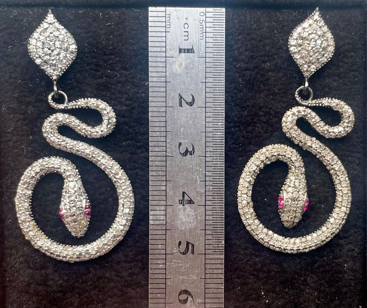 Silver And Diamonds Rose Cut Earrings-photo-2