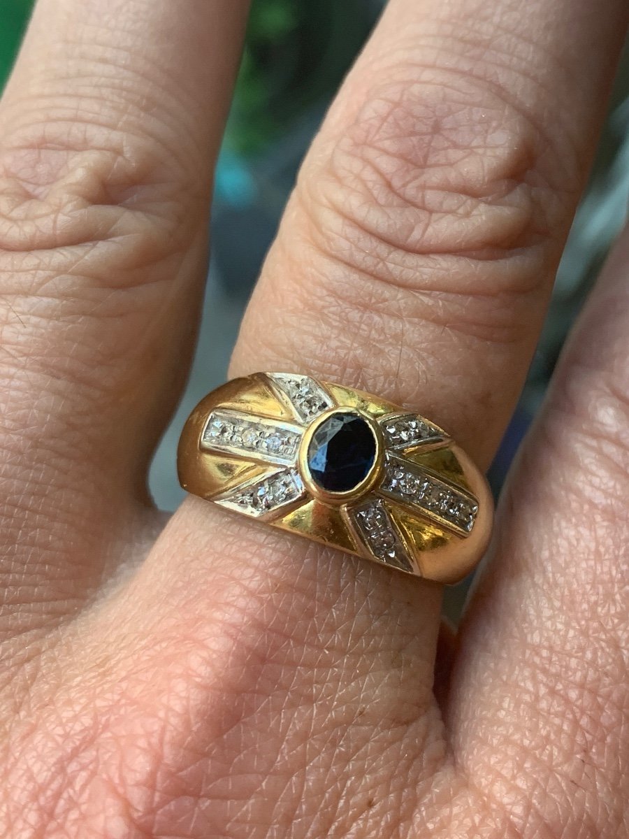 18k Gold Sapphire Diamond Ring-photo-1