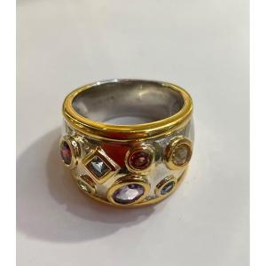 Bague Argent Vermeil Pierres Fines 