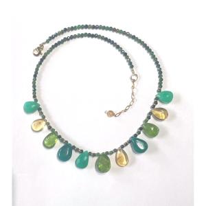 Collier Péridot Citrine Agathe Verte Aventurine