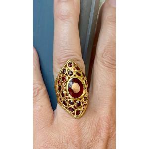 Bague Vermeil sertie de grenats hessonite