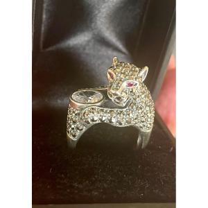 Silver Marcasite Zirconium Ring