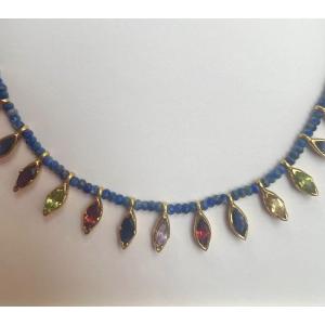 Lapis Lazuli Vermeil Semi Precious Stones Necklace