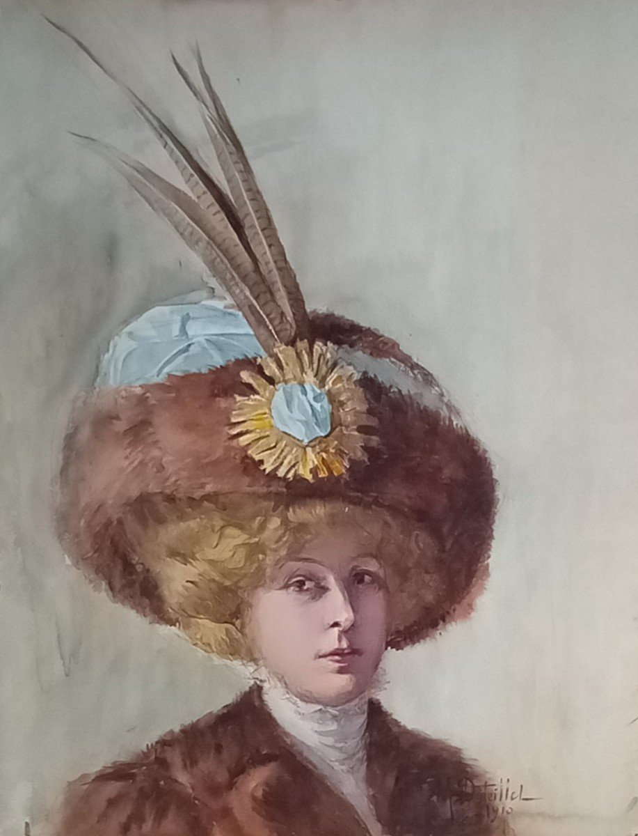 "woman With A Hat, From The Belle époque". Madeleine Duteillet. French School.