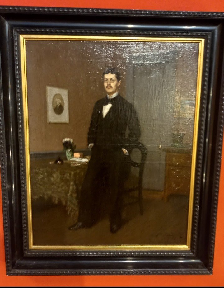 Portrait Of A Man In An Interior. Louis Alexandre Bouché. French School. -photo-8