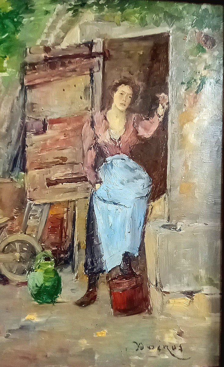 Woman In Front Of A Door. Edouard Ducros. Provençal School. -photo-3