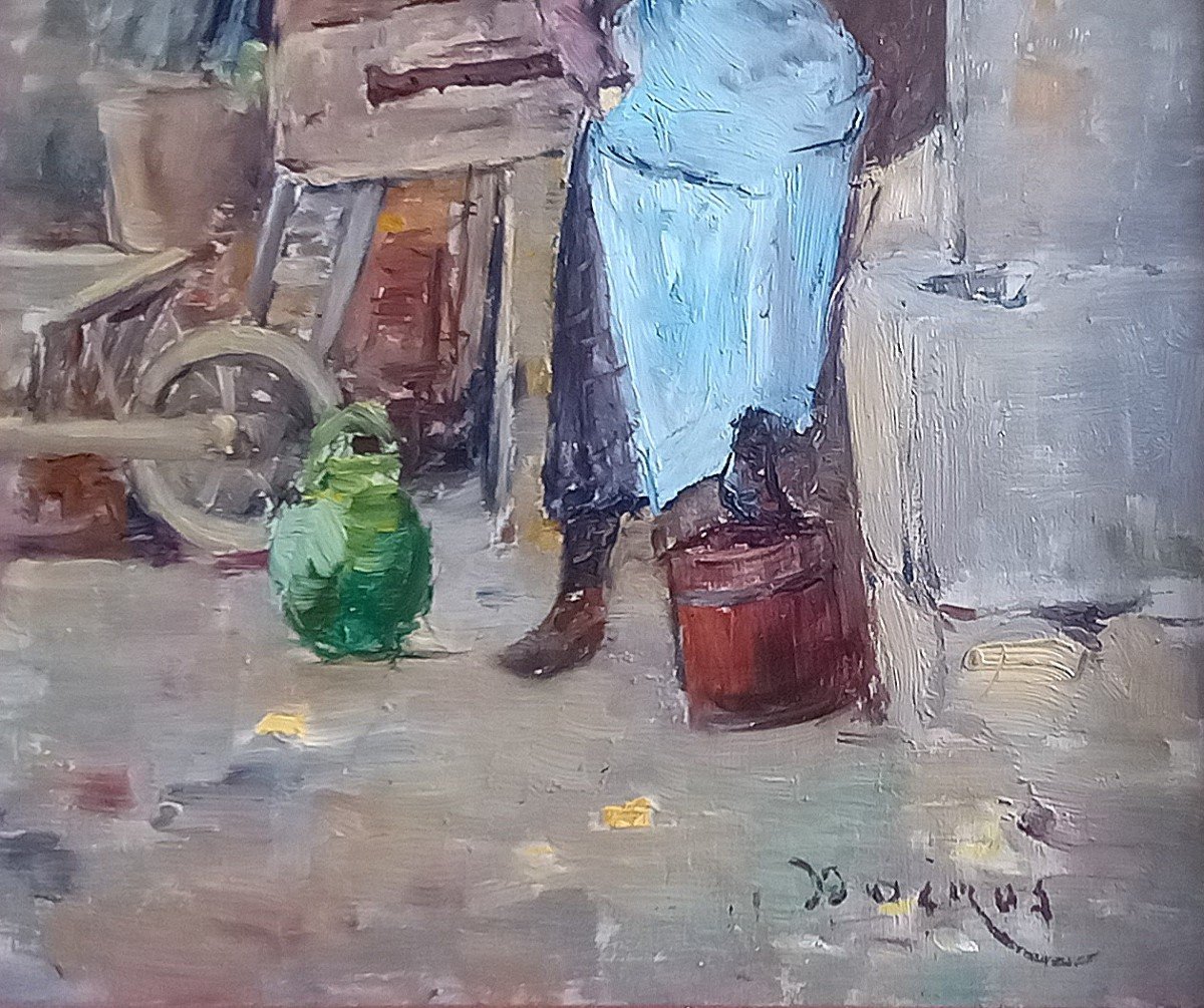 Woman In Front Of A Door. Edouard Ducros. Provençal School. -photo-4