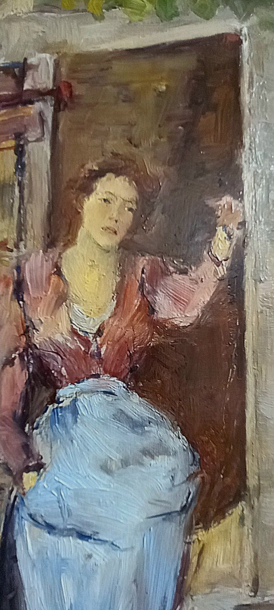 Woman In Front Of A Door. Edouard Ducros. Provençal School. -photo-1